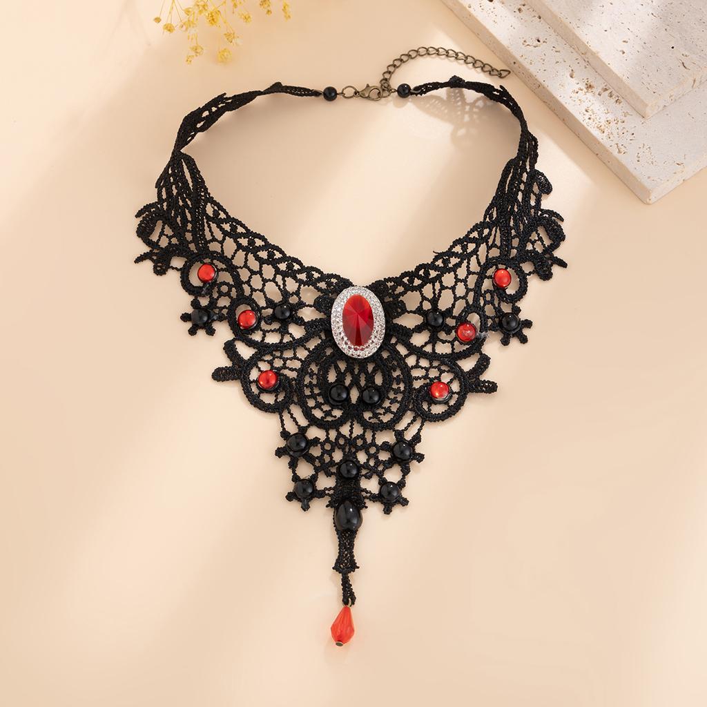 Gothic Choke Necklace Halloween Party Geometric Lace Lace Collarbone Chain
