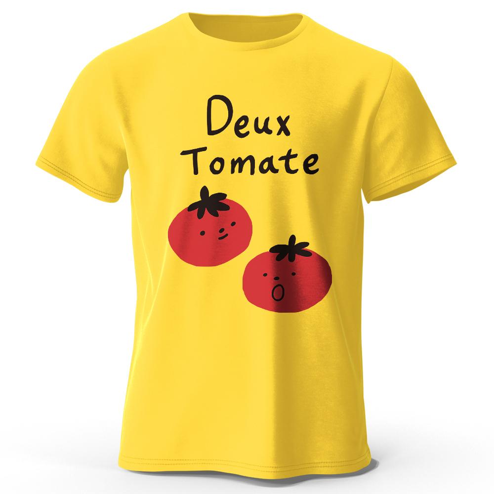 Hand-Painted Tomato Print T-Shirt Soft & Breathable Round Neck Short Sleeve Tee, Unisex Artistic & Fun Style