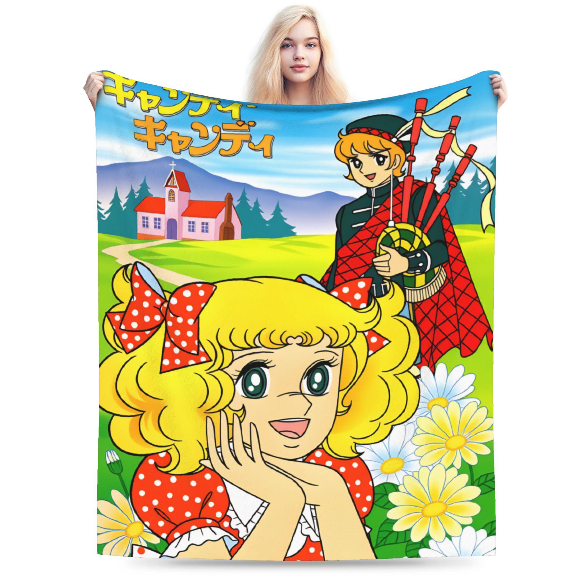 

Warm Soft Blankets Kids Adult Travel Anime Candy Candy Throw Blanket Flannel Bedspread For Living Room Graphic Sofa Bed Cover 30x40in