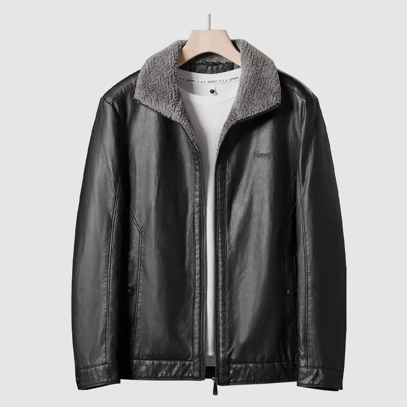 

Мужская осенне-зимняя повседневная куртка на плюшевой подкладке с отложным воротником - J4Y176 XXL чёрный