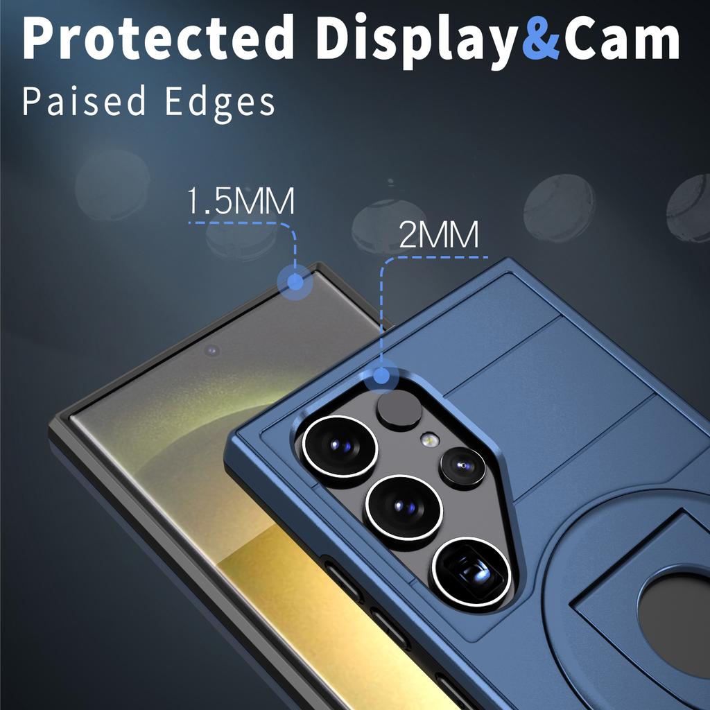 For Samsung Galaxy S24 Ultra Magnetic Case Ring Kickstand PC+TPU Phone Cover