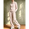 Women 2 Piece Outfit Waffle Knit Set Stand Collar Button Cardigan Wide Leg Pants Casual Loungewear Tracksuit