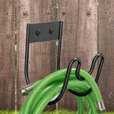 Wieszak na wąż ogrodowy, czarny, ścienny, do rur wodnych