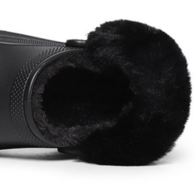 Crocs Stomp Line Clogs Fur Indoor Shoes Black 208546 001