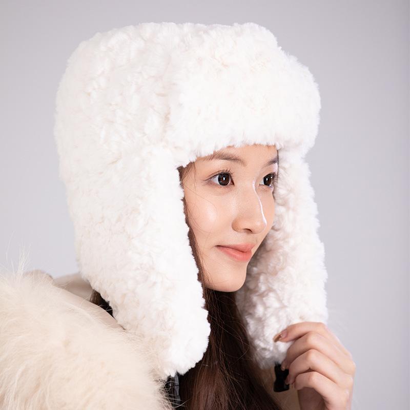 New Thick Plush Winter Hat Warm Autumn and Winter Windproof Hood Electric Car Cold Resistant Outdoor Cotton Leifeng Hat