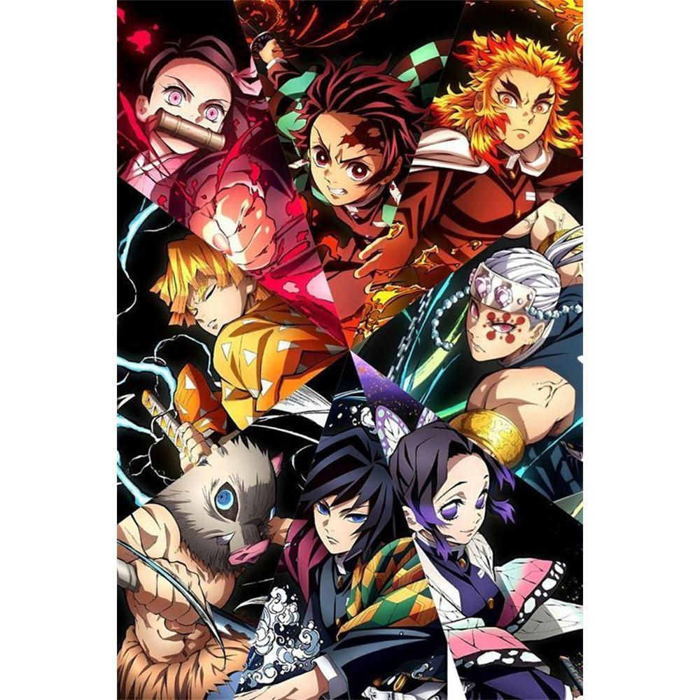 Demon Anime 5d Voll Diamant Malerei Kits Tanjirou Nezuko Cartoon Kunst Mosaik Kreuzstich Heimdekor Kinder Handarbeit Geschenk Round 20x30cm