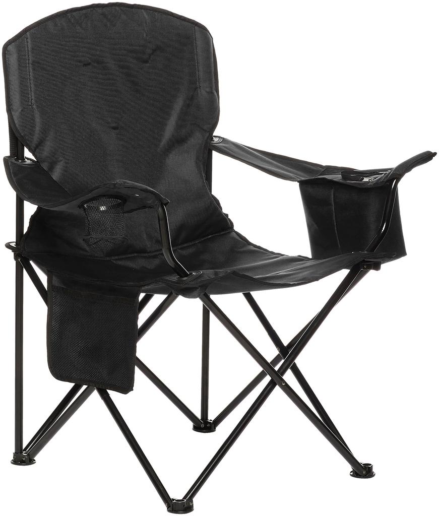 Amazon Basics Outdoor Camping Chair, Folding, Bag Included, XL Size, 97 x 61 x 91cm, Black, Padded Backrest