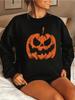 European and American Halloween Pumpkin Plus Size Long-Sleeve Crew Neck Sweatshirt