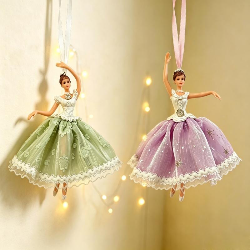 Fascinating Ballet Dancer Ornament Feature Detailed Tulle Skirt And Durable Plastic Construction Artistic Christmas Accessories