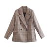 Womens Plaid Print Blazer Long Sleeve Casual Coat Street Style Outerwear