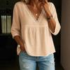 Women's Fashion Casual Summer Spring Solid Color Print 3/4 Sleeves V-Neck Blouses & Shirts