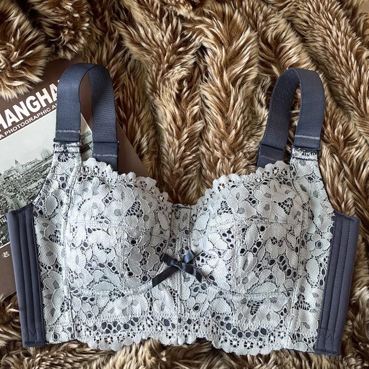 

Кружевное тонкое нижнее белье для женщин без косточек, кружевной регулируемый бюстгальтер, бюстгальтер пуш-ап 40/90D синий