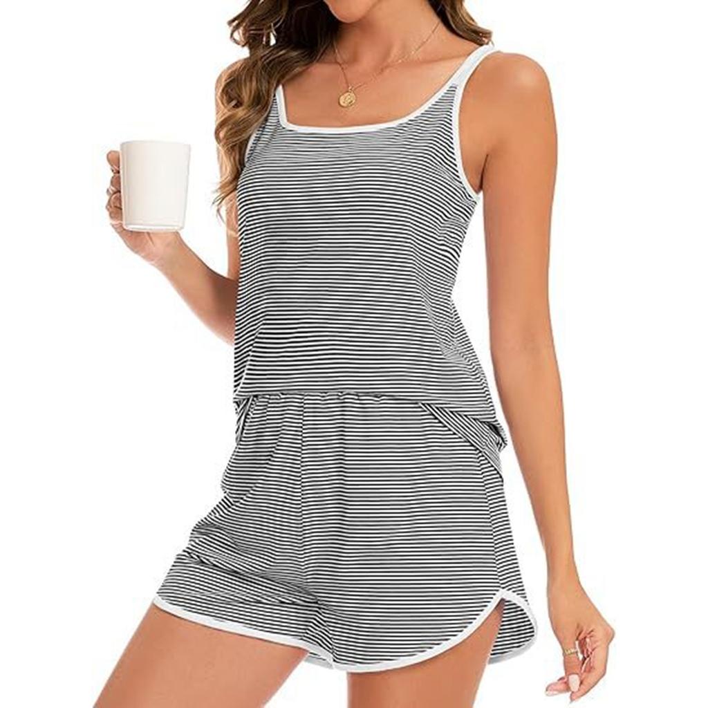 Women's Sleeveless Knit Tank Top and Shorts Set Soft Stretchy Fabric Casual Lounge Wear Summer Outfit
