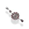 Floral Garnet Pendant: 925 Sterling Silver Dangle Jewelry
