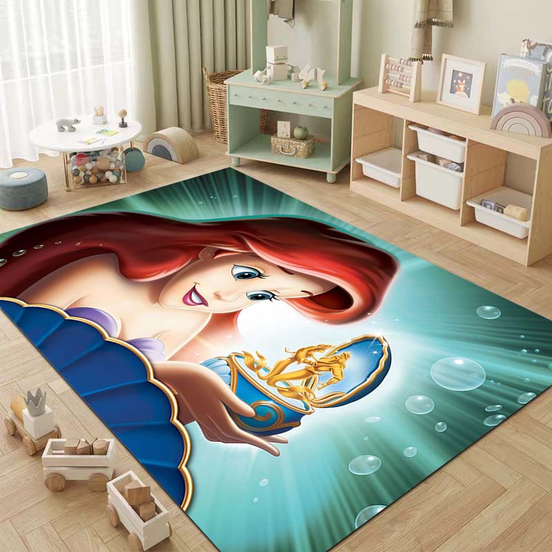 1PC Disney The Little Mermaid Print Carpet for Living Room Bedroom Kid's Room Home Decor Pink Room Decor Area Rug Non-slip Mat