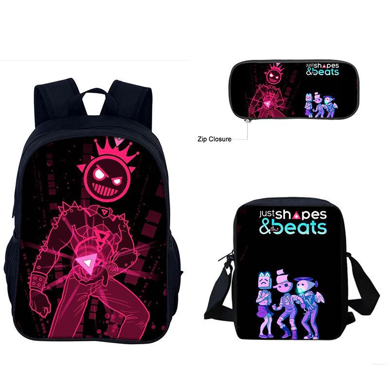 Just Shapes&Beats Kids Backpack Set 3-Piece for School Students Lightweight Ergonomic Large Capacity Fun Pattern