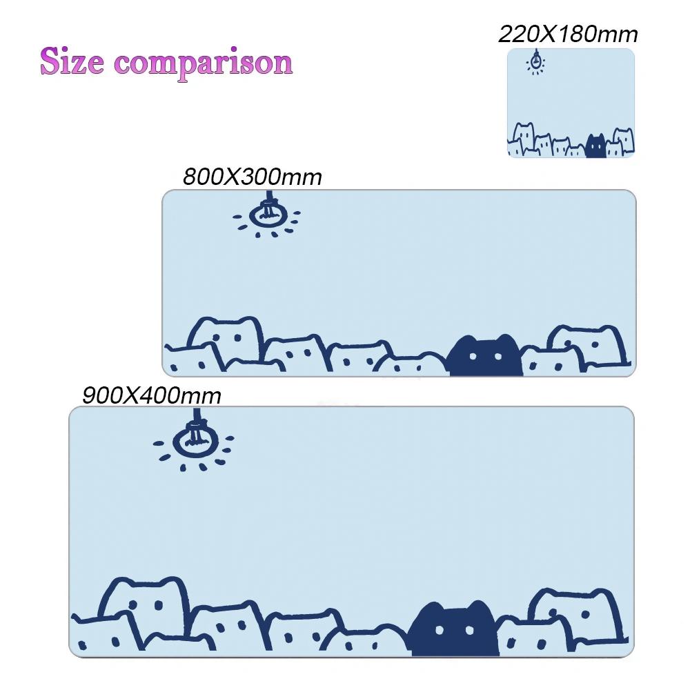 Simple Line Cat Mouse Pad Large Computer Office Game Table Mats Xxl Rubber Antislip Gaming Keyboard Mousepads Desk Pads 40x90