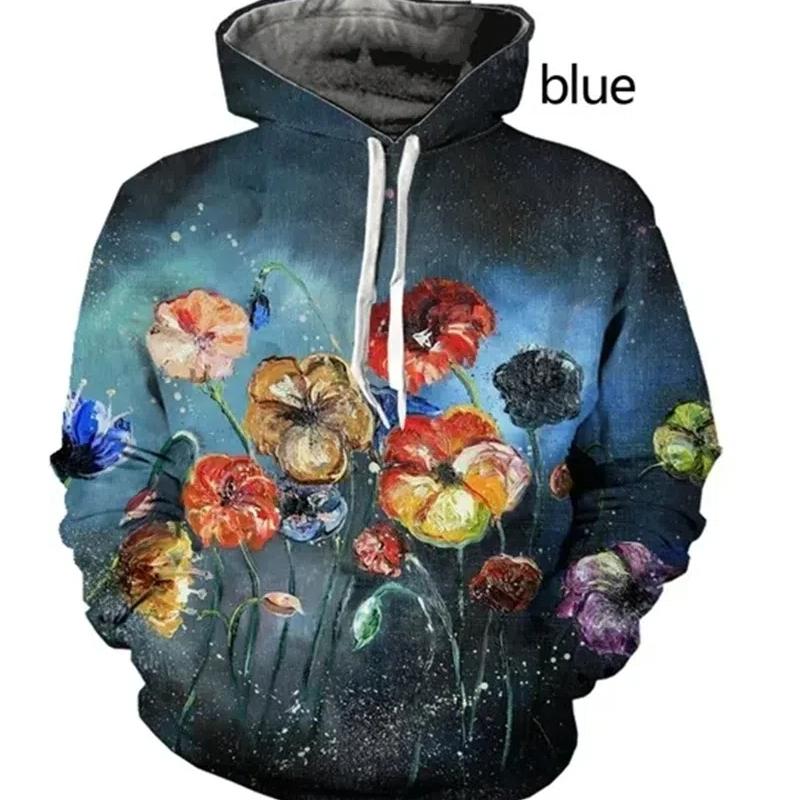 

Красочные модные цветы женские толстовки с капюшоном 3D принт женские повседневные пары толстовки с капюшоном женская женская одежда M