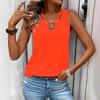 Metal Buckle Cross Design Top, Solid Color Sexy Camisole Vest Women’s T-Shirts