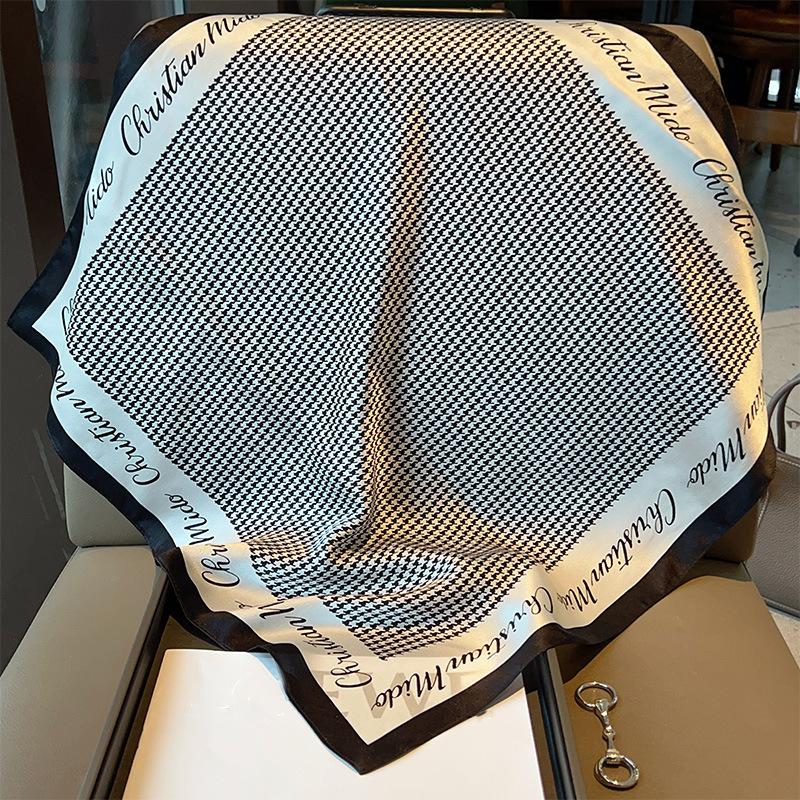 Французский ретро шелковый платок высококачественный маленький квадратный платок женский маленький платок 100% тутовый шелк классический платок в клетку  тысяча птиц 53cm