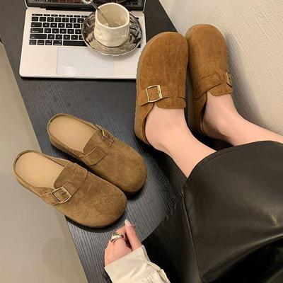 Spring and Autumn Birkenstock Shoes Are Not Tired, Non-slip Retro Feet, One Pedal, Soft-soled Bag Head and Half Slippers