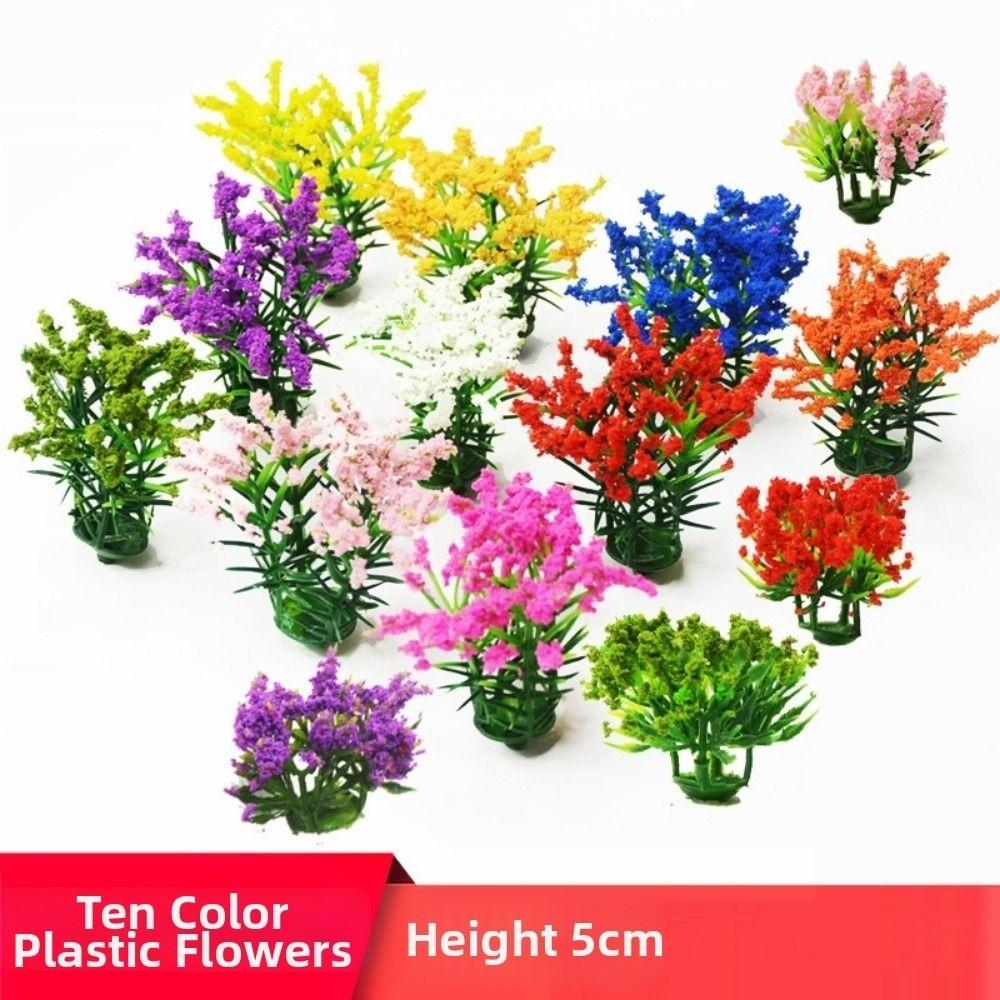 5pcs Mixed Colorful Miniature Flower Cluster Plastic Outdoor Scene Materials New Sand Table Model