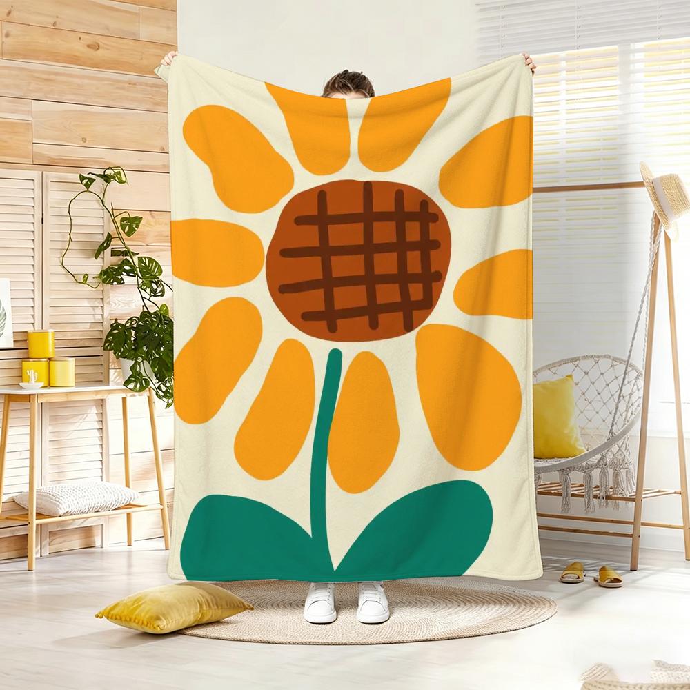 Classic motif A-Abstract Floral Throw Lightweight 240g Flannel Blanket Soft Skin-friendly for Summer Cooling