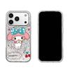 Case for iphone 14 Air 15 17 Pro 12 18 Pro Max XR 16 Plus 13 11 XS Max Silver Glitter Crackle Background Cinnamoroll with Cherry