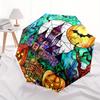 Halloween Stained Umbrella, Portable 3-Fold Compact Umbrella,Christmas Gift ES597