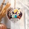 Acrylic Hanging Signs for Windows Friendship Halloween Glass Ornament, Heart Decor with Witch Decorative Leaves Fall Parties Cat Pumpkin, Colorful