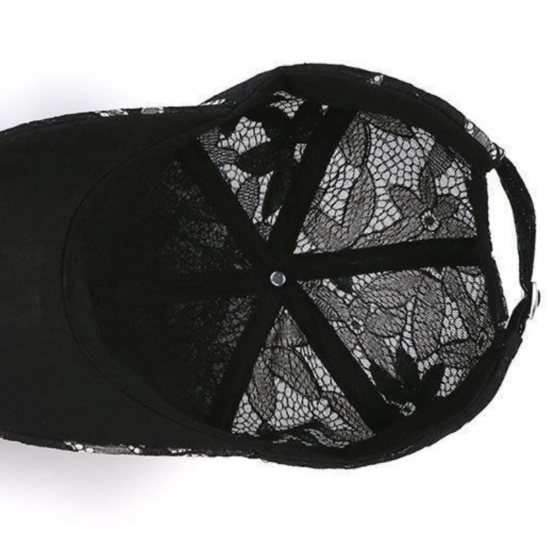 Butterfly Lace Rhinestone Thin Breathable Baseball Cap - Summer Fashion Embellished Sun Visor for Women