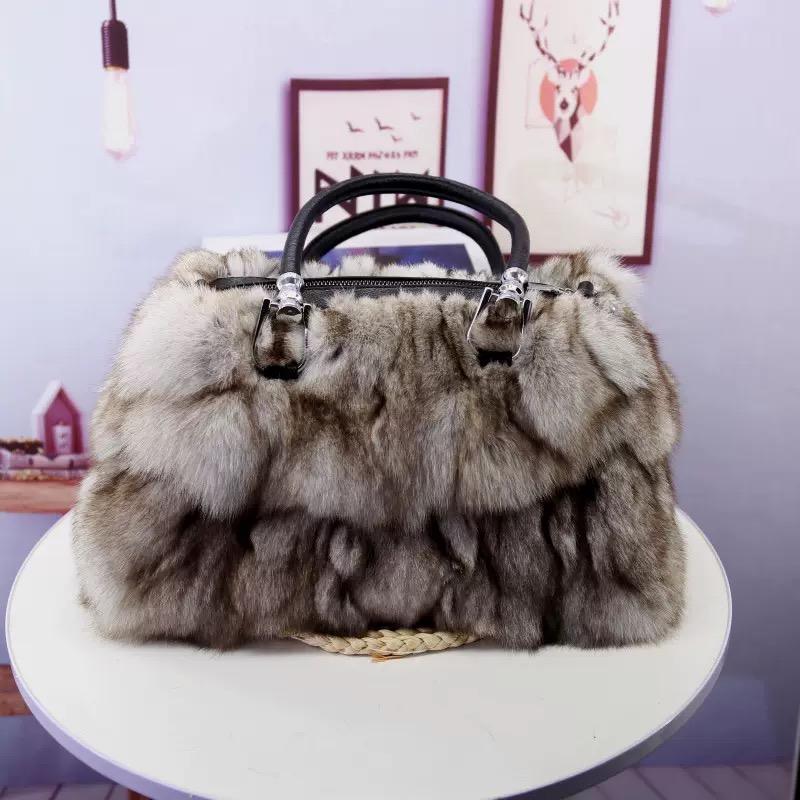 

Winter Fox Fur Bag Women s Bag Fashion Handbag Ladies Bags Purses Women Shoulder Bag Real Silver Fox Fur Messenger Bags