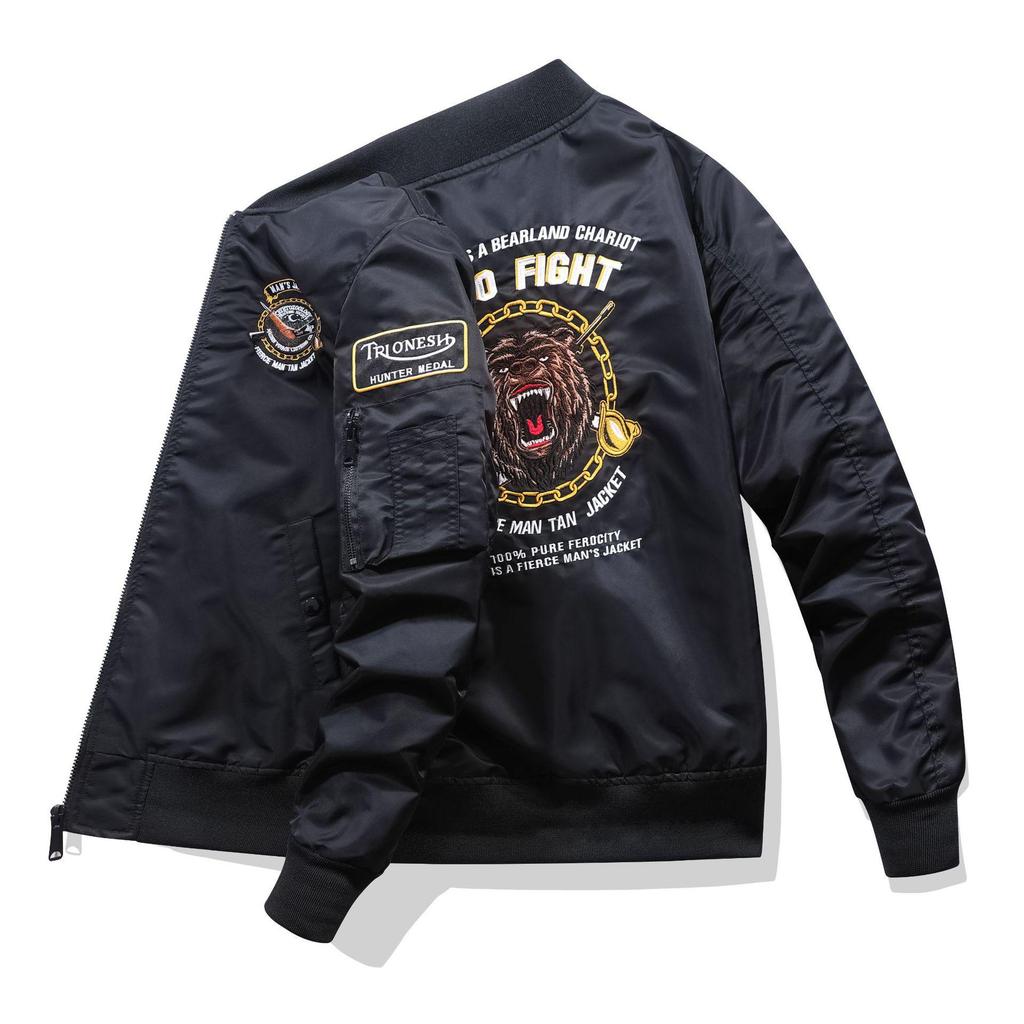 Frühling und Herbst Bomberjacke Herren bestickte Baseballuniform Plus Size Mantel Werkzeugjacke