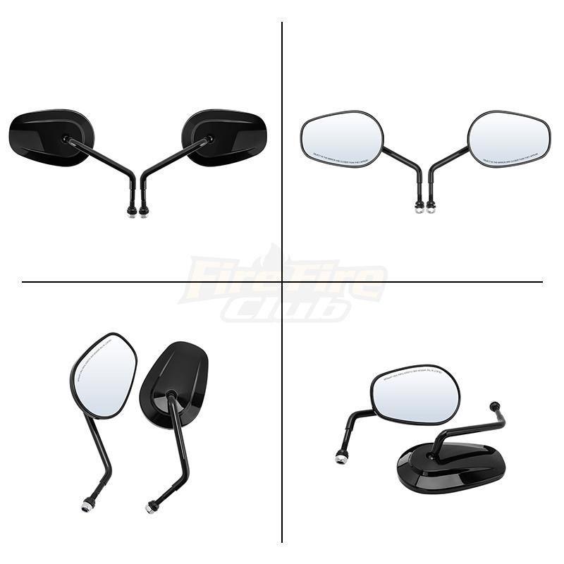 8MM Motorcycle Rear View Side Mirrors Bright Black For Harley Touring Road King Road Glide Sportster 883 1200 Dyna Softail