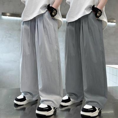 Boys' Summer Anti-Mosquito 2025 New Solid Color Straight Casual Pants for Big Kids Street Style Quick-Dry Long Pants