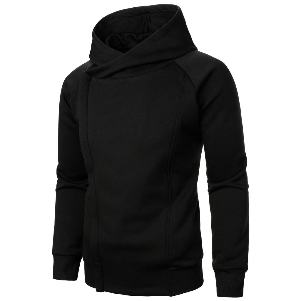 Autumn Winter Men's Hooded Top Long Sleeve Side Zipper Design Hoodie