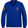 Polo Solid Color Big Pony Embroidered Logo Long Sleeve Polo Shirt Men Tops Dark-Blue MNPOKNI16810673E50