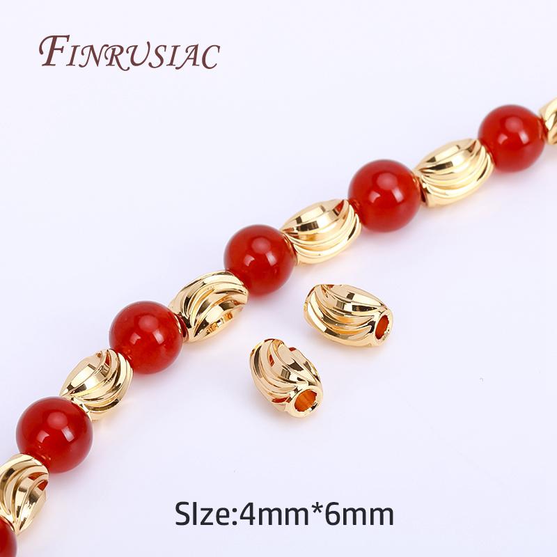 18K Real Gold Plated Tube Spacer Beads,Beading Beads,Cut Corrugated Beads For Needlework DIY Bracelets Necklace Making