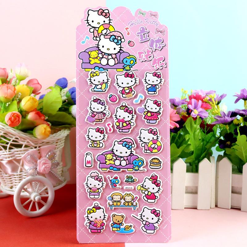 4Pcs Hello Kitty DIY Notebook Album Diary Handbook Decoration Scrapbook Planner 3D Bubble Stickers  For School Student Stationer