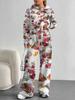 Europe, America Autumn and Winter 1116 Casual Retro Flower Long-sleeved Suit Women's Hooded Sweater Trousers Two-piece Set