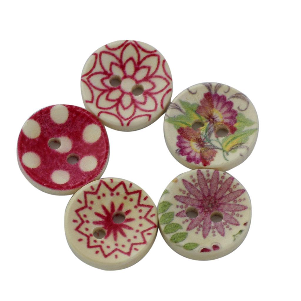 Pack of 100 Painted Colors Round DIY Wooden Buttons for Sewing and Crafting