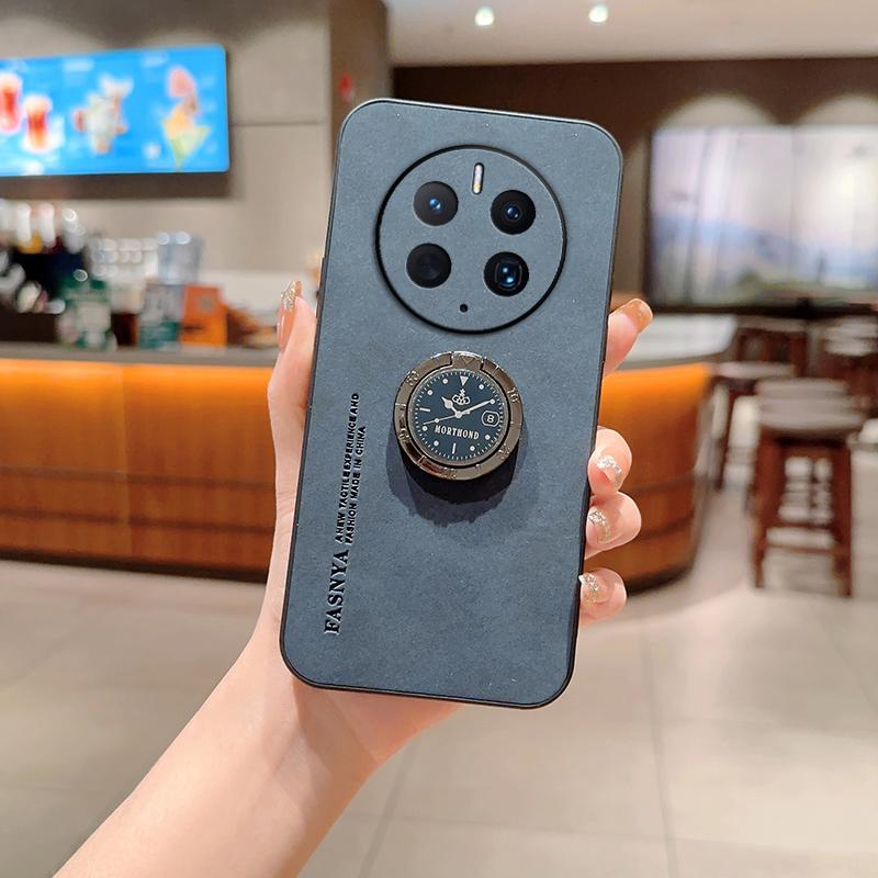 For Huawei Mate 50 Pro Case Magnetic Car Holder Phone Case For Mate 50 Mate50Pro Silicone Bumper Shockproof Leather Back Cover