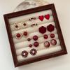Pearl & Floral Geometric Red Series Earrings: Versatile, Fashionable, High-End Studs