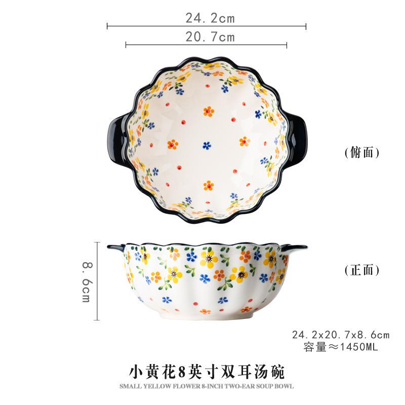 Dishes and Dishes Set Household Ceramic Tableware Creative Plates Vegetable Plates Rice Bowls Binaural Plates Soup Bowls Noodle Bowls