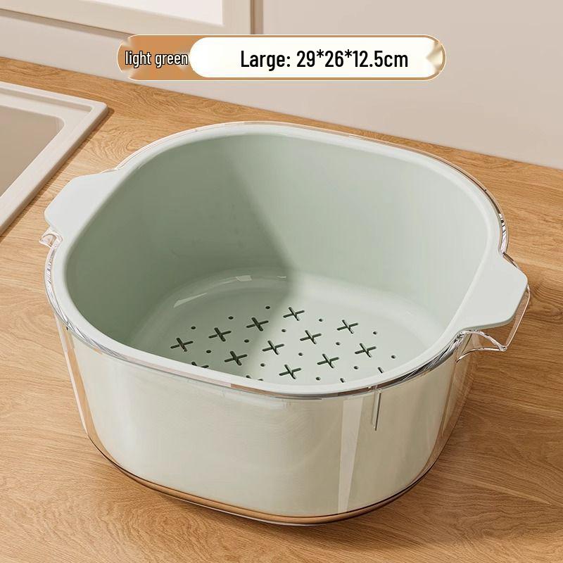 Double-Layer Kitchen Drain Basket for Fruits & Vegetables - Food-Grade Storage & Strainer