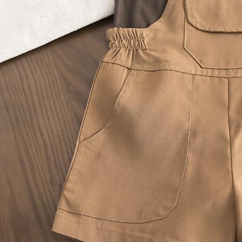 Girls' Round Neck Overalls Short Sleeved Set Infants Young Children Summer Thin Design