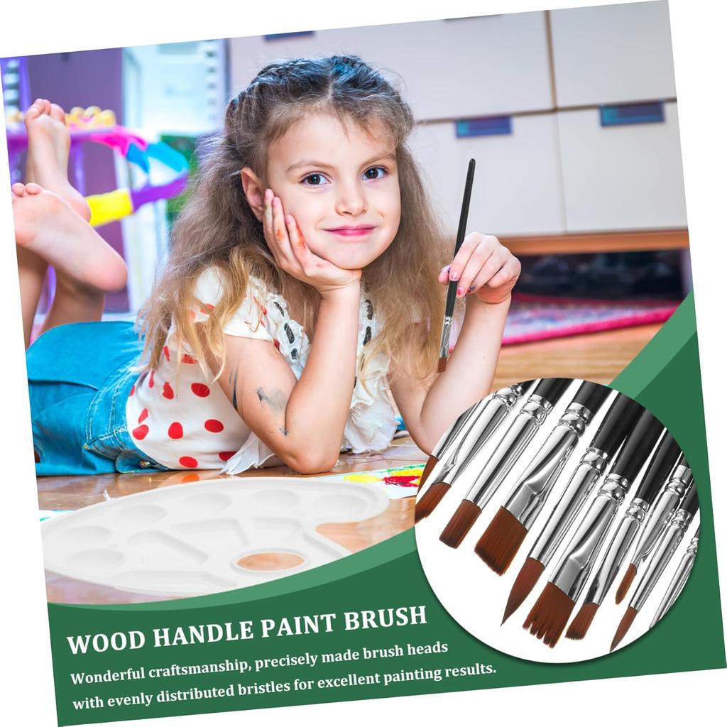 6Pcs Nylon Bristle Paint Brushes with Handle Portable Reusable Paint Brushes for Wall Crafts and Detail Work