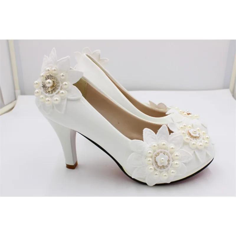 

WEDDING Women Pumps PU Lace 3 5 8 CM Thin Heels New High Heel Wedding Dress with Shallow Mouth and Round Head Woman Shoe 42