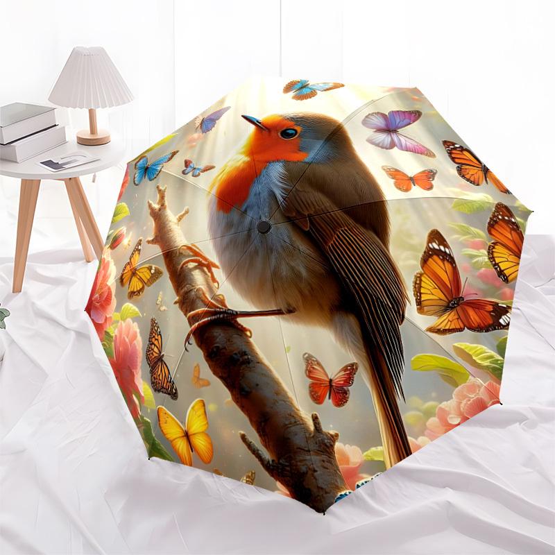 1pc Butterfly Bird Automatic Folding Umbrella, Sturdy And Durable Automatic Folding Umbrella with 8 Ribs, Convenient for Outdoor Use066
