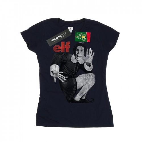

Elf Womens/Ladies Mono Distressed Poster Cotton T-Shirt XXL білий